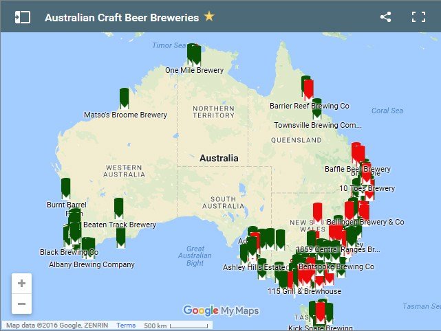 карта крафтового пива Австралии