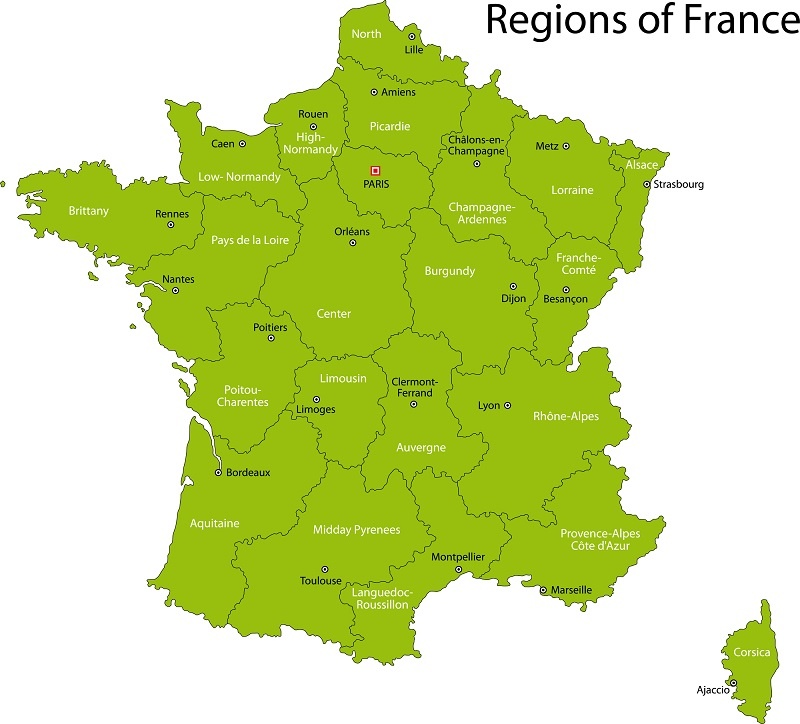 карта Франции с регионами