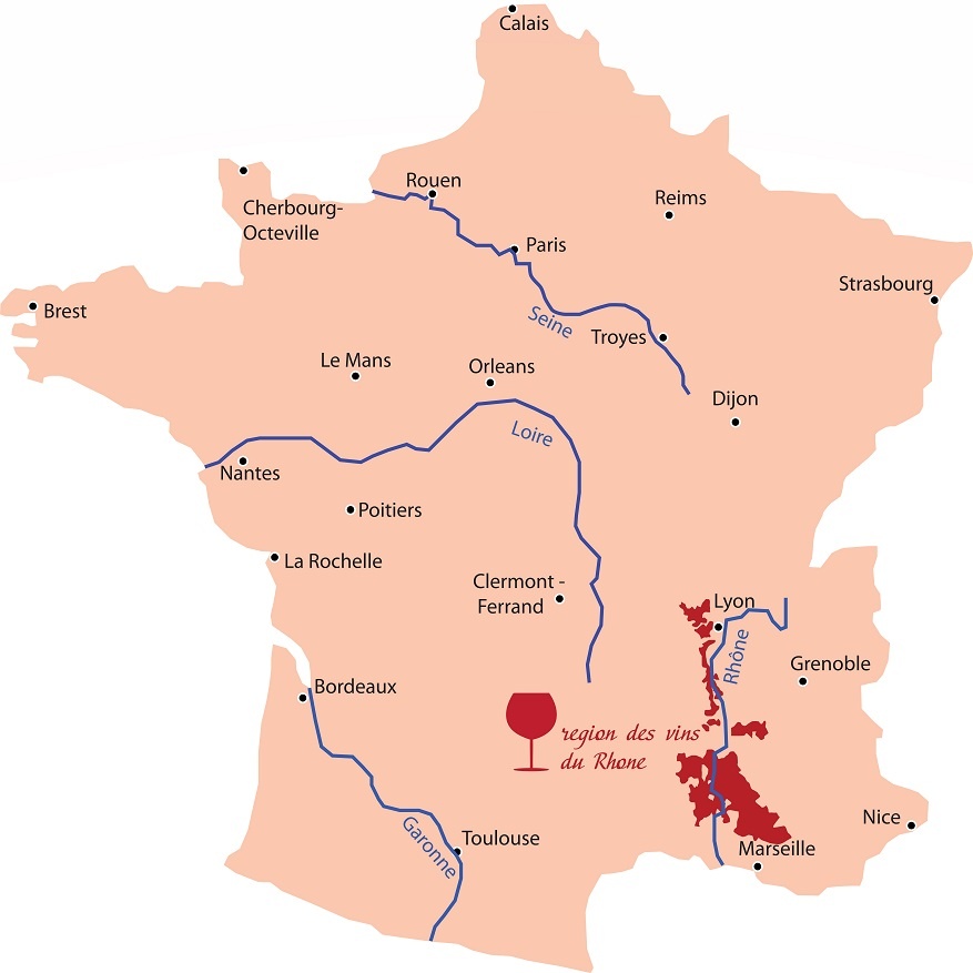 долина Роны на карте Франции